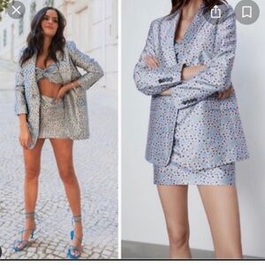 New Zara Blogger Favorite Ditzy Wildflower Blazer & Skirt Coordinated Set set XS